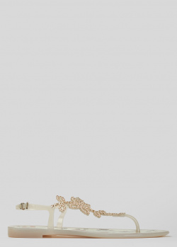 Світло-бежеві сандалі Menghi із силікону зі стразами, фото